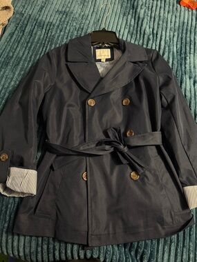 Weatherproof Navy Double-Breasted Trench Coat